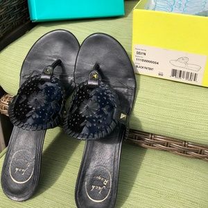 Jack Rogers Black Patent Leather Devyn Sandals
